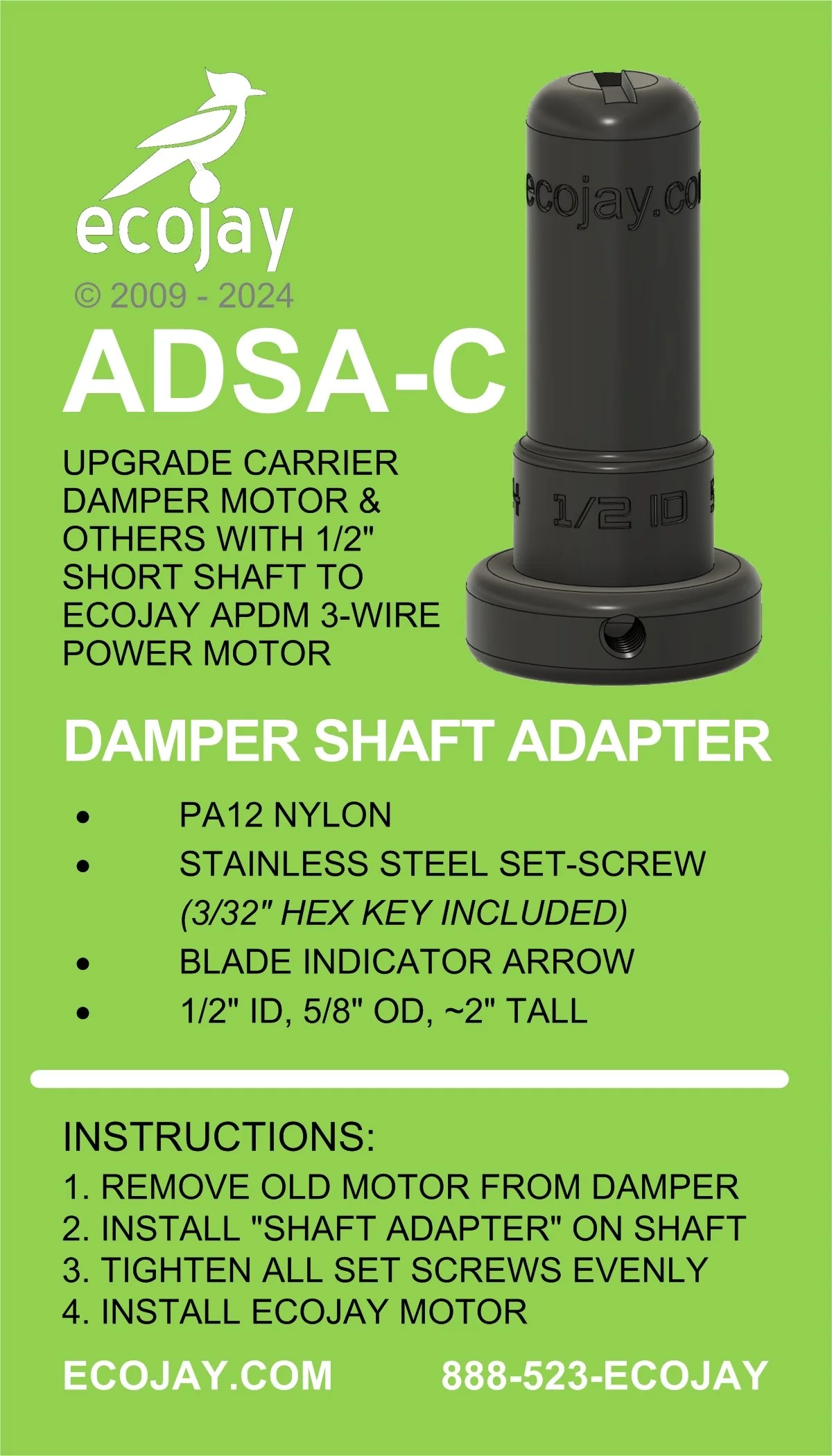 ZoningSupply.com - Zone Control - Shaft Damper Adapter